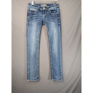Rock & Roll Cowgirl Rival Low Rise Straight Leg Jeans 26x34 Blue Denim 6922